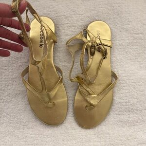 Cocobelle Metallic Gold Leather Strappy Sandals